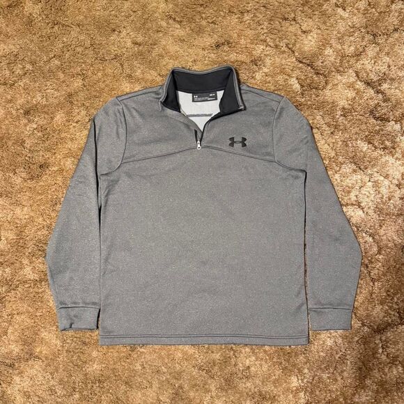 Under Armour Coldgear Quarter Zip Activewear Sweatshirt Gray Medium - Picture 1 of 7